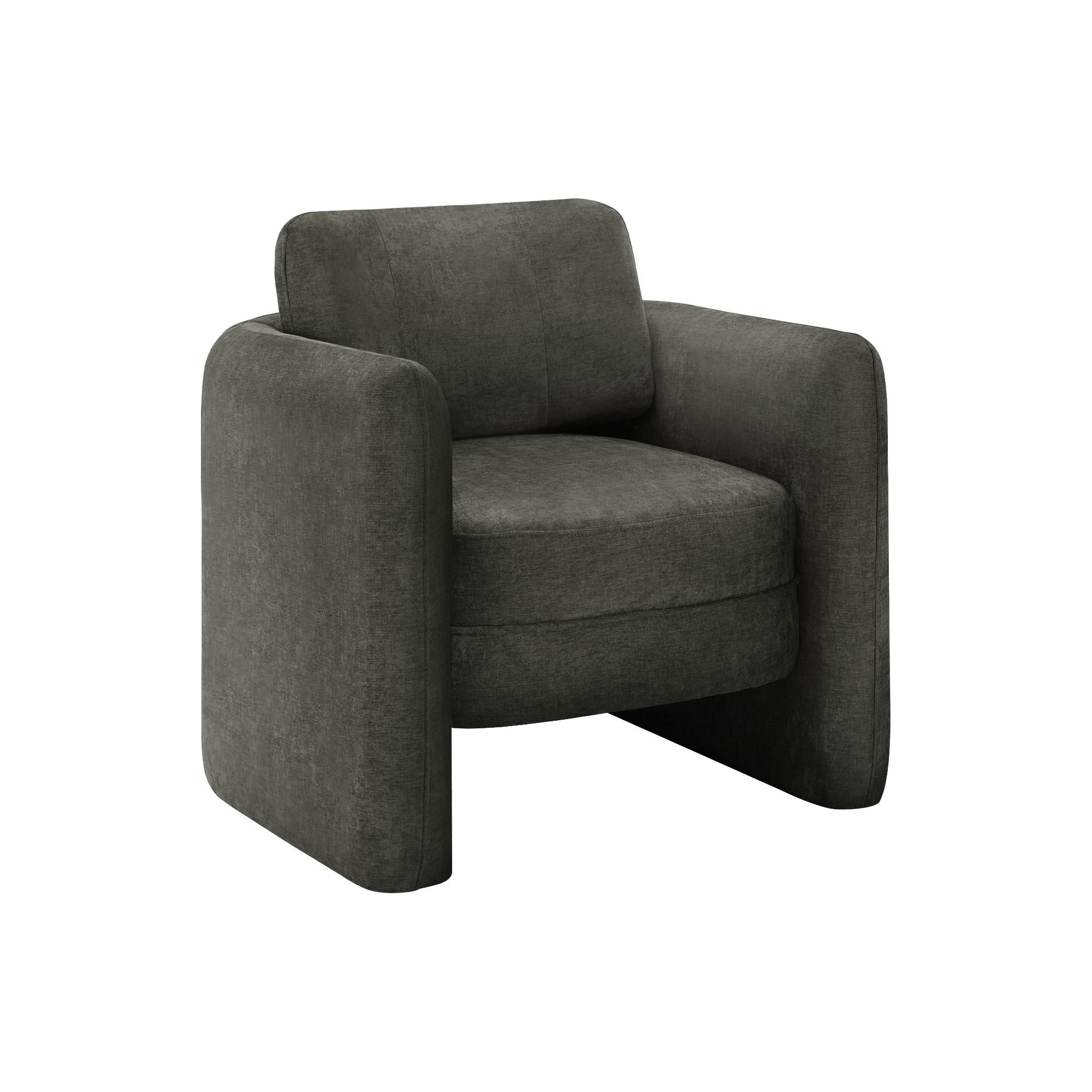 I 8095 - Chaise D'appoint, 32''H, Rembourré, Salon, Chambre À Coucher, Tissu Gris Foncé, Contemporain, Moderne - Simple Boutique