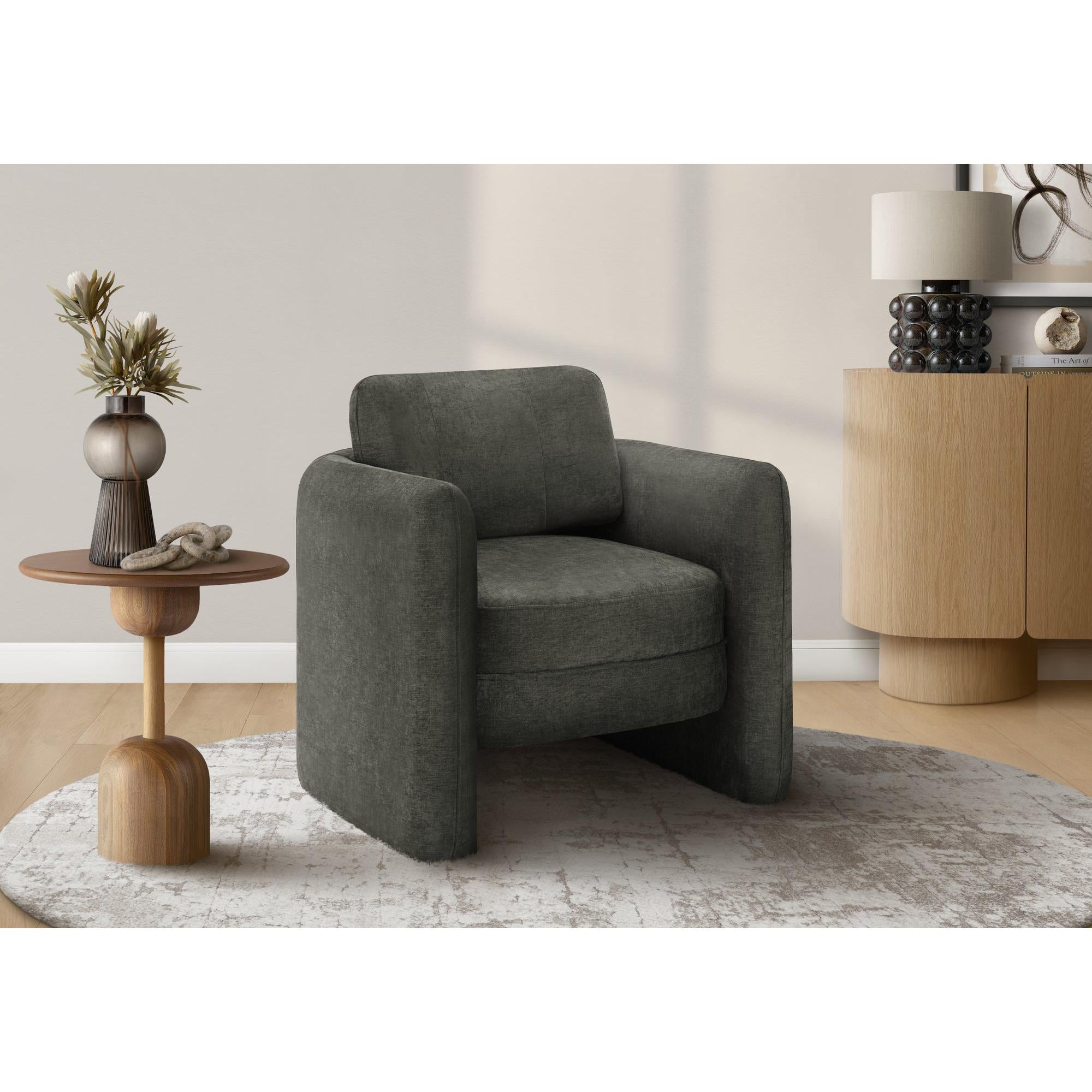 I 8095 - Chaise D'appoint, 32''H, Rembourré, Salon, Chambre À Coucher, Tissu Gris Foncé, Contemporain, Moderne - Simple Boutique