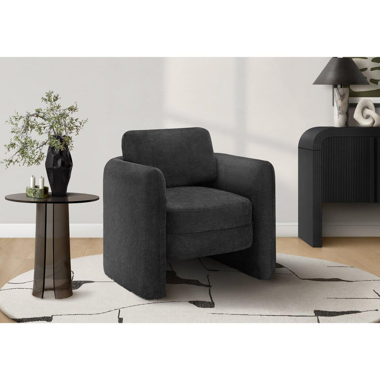 I 8096 - Chaise D'appoint, 32''H, Rembourré, Salon, Chambre À Coucher, Tissu Noir, Contemporain, Moderne - Simple Boutique