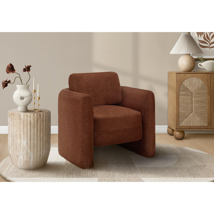 I 8097 - Chaise D'appoint, 32''H, Rembourré, Salon, Chambre À Coucher, Tissu Terracotta, Contemporain, Moderne - Simple Boutique