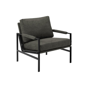 I 8100 - Chaise D'appoint, 36''H, Rembourré, Salon, Chambre À Coucher, Tissu Gris Foncé, Pieds En Métal Noir, Contemporain, Moderne - Simple Boutique