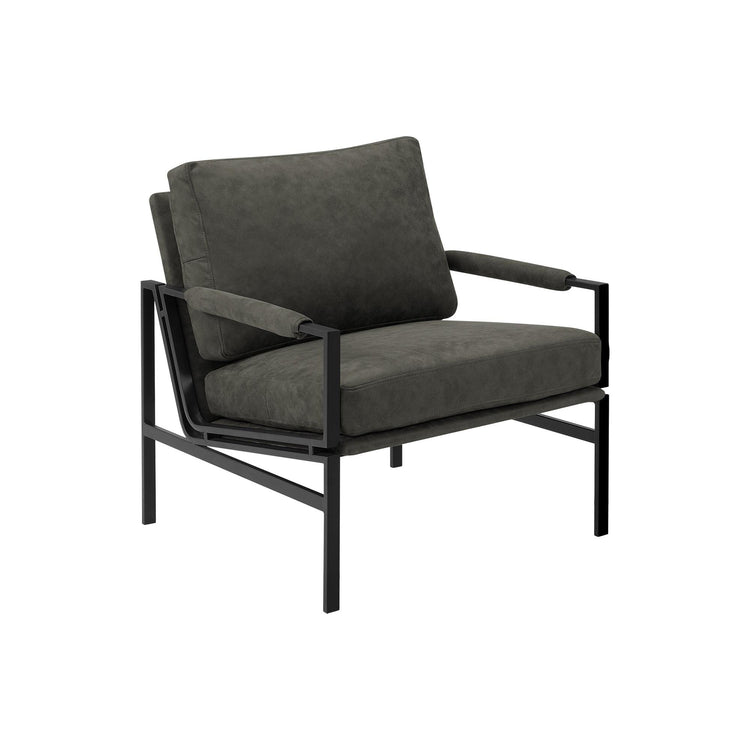 I 8100 - Chaise D'appoint, 36''H, Rembourré, Salon, Chambre À Coucher, Tissu Gris Foncé, Pieds En Métal Noir, Contemporain, Moderne - Simple Boutique