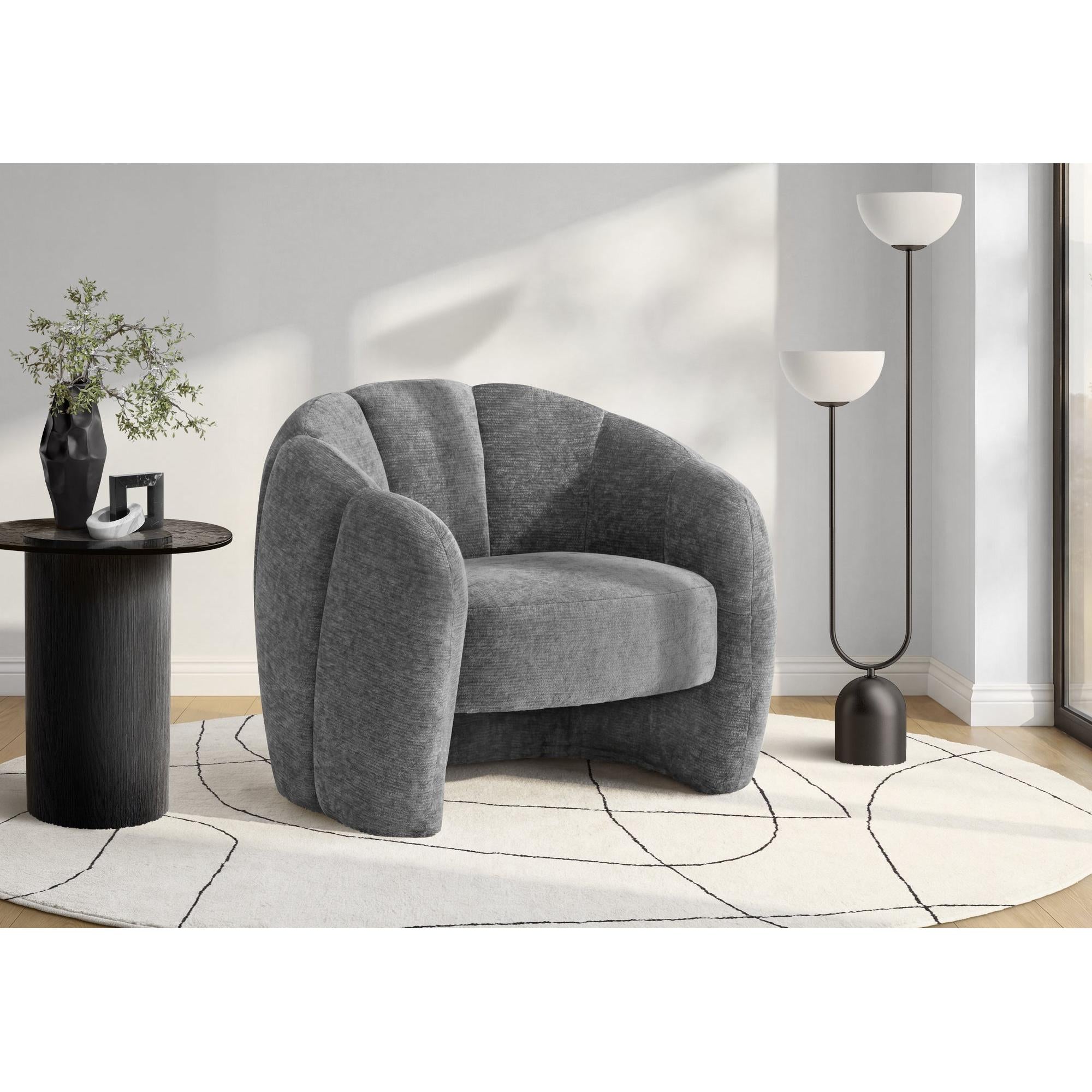 I 8111 - Chaise D'appoint, 29''H, Rembourré, Tissu Gris Foncé, Contemporain, Moderne - Simple Boutique
