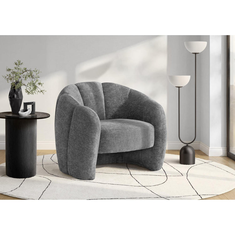 I 8111 - Chaise D'appoint, 29''H, Rembourré, Tissu Gris Foncé, Contemporain, Moderne - Simple Boutique