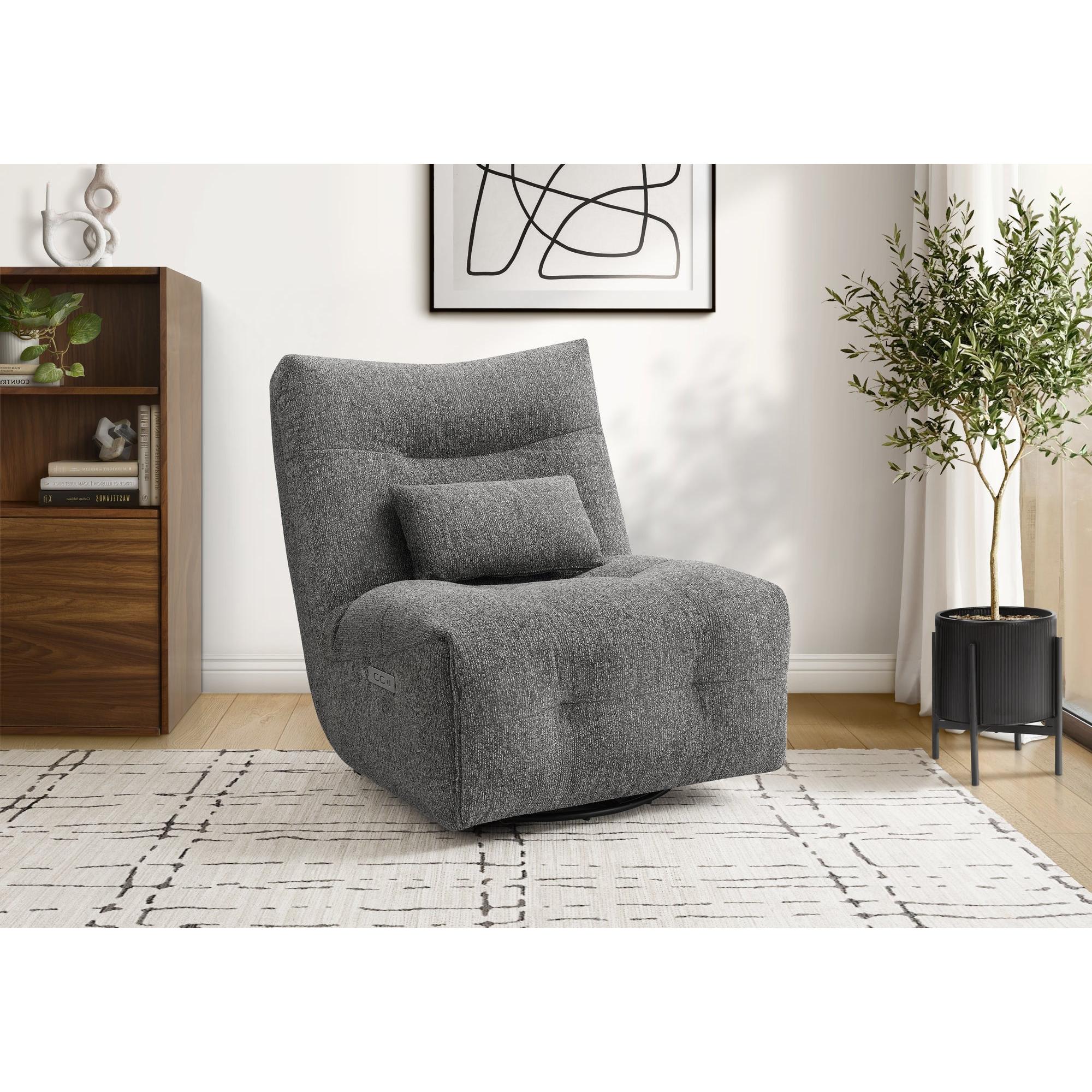 I 8185 - Fauteuil Inclinable, 35'' De Large, Puissance Chaleur Massage, Fauteuil Inclinable Électrique, Pivoter, Pivoter, Rembourré, Tissu Gris Foncé, Contemporain, Moderne - Simple Boutique
