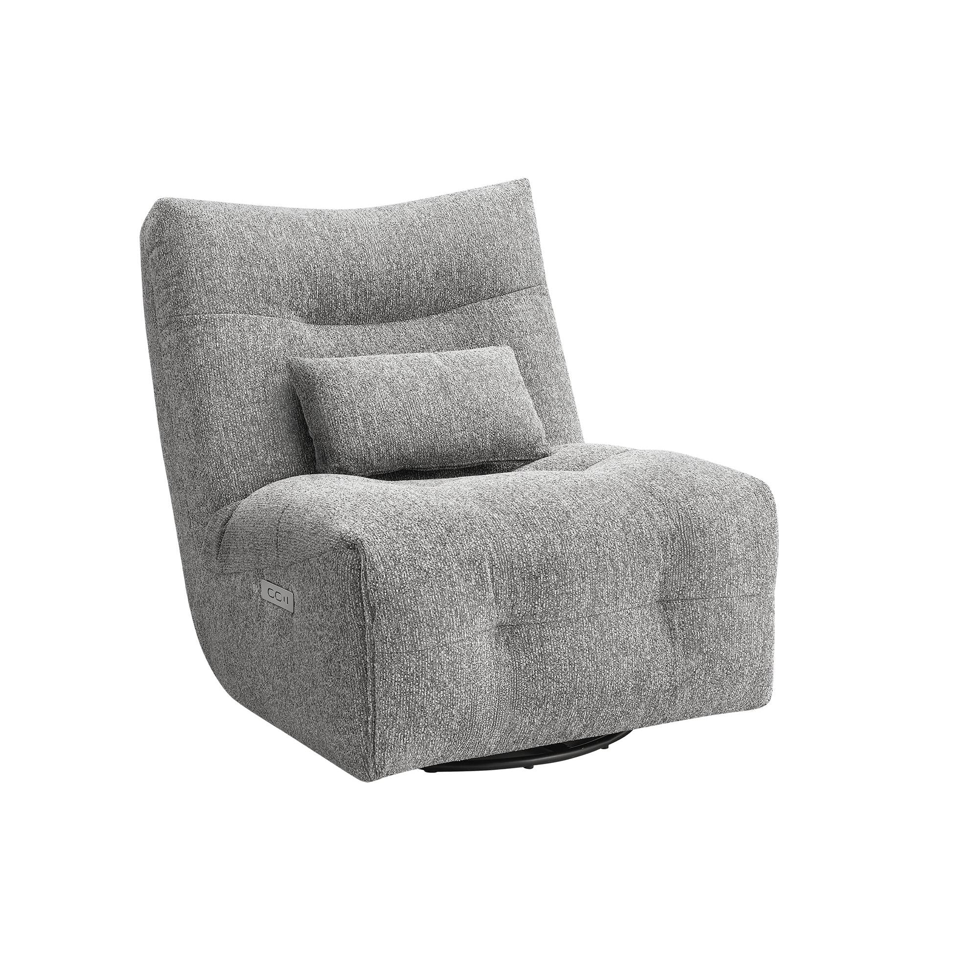 I 8186 - Fauteuil Inclinable, 35'' De Large, Puissance Chaleur Massage, Fauteuil Inclinable Électrique, Pivoter, Pivoter, Rembourré, Tissu Gris Clair, Contemporain, Moderne - Simple Boutique
