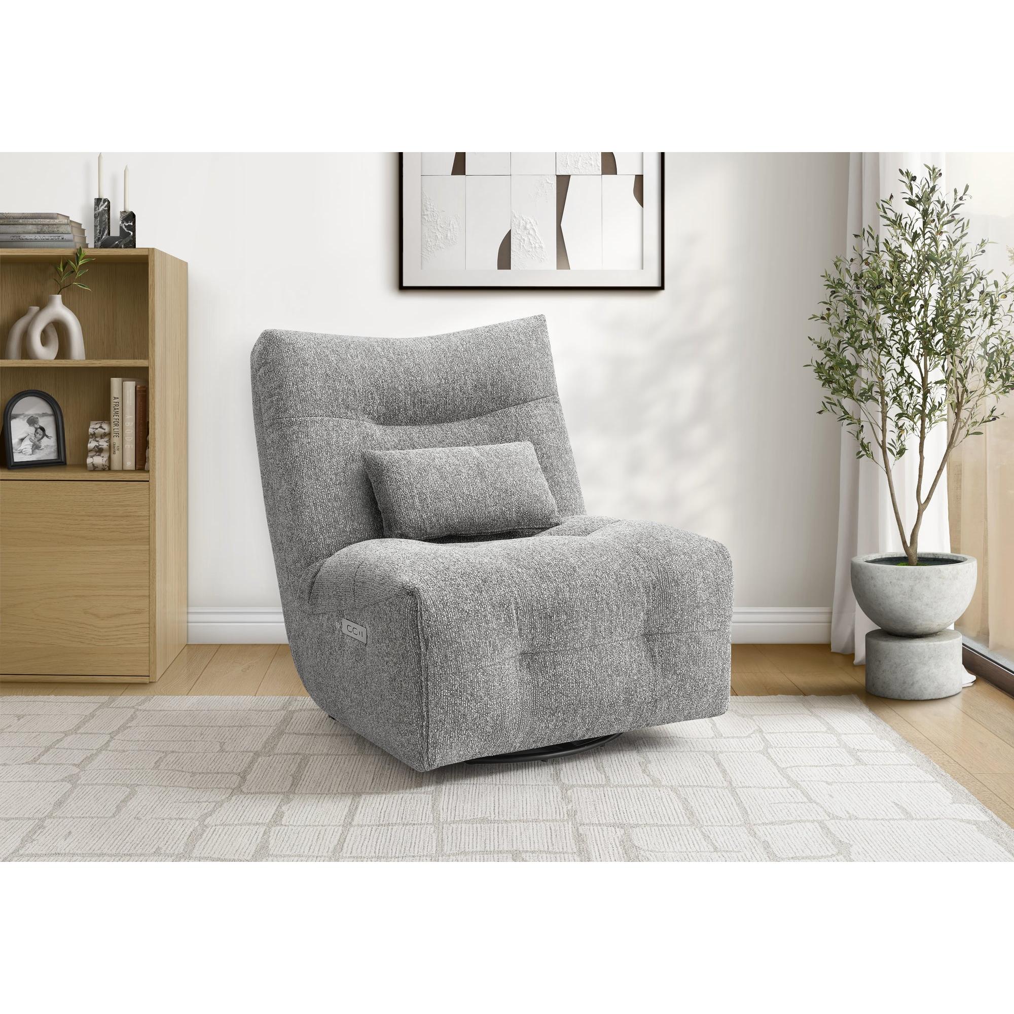 I 8186 - Fauteuil Inclinable, 35'' De Large, Puissance Chaleur Massage, Fauteuil Inclinable Électrique, Pivoter, Pivoter, Rembourré, Tissu Gris Clair, Contemporain, Moderne - Simple Boutique