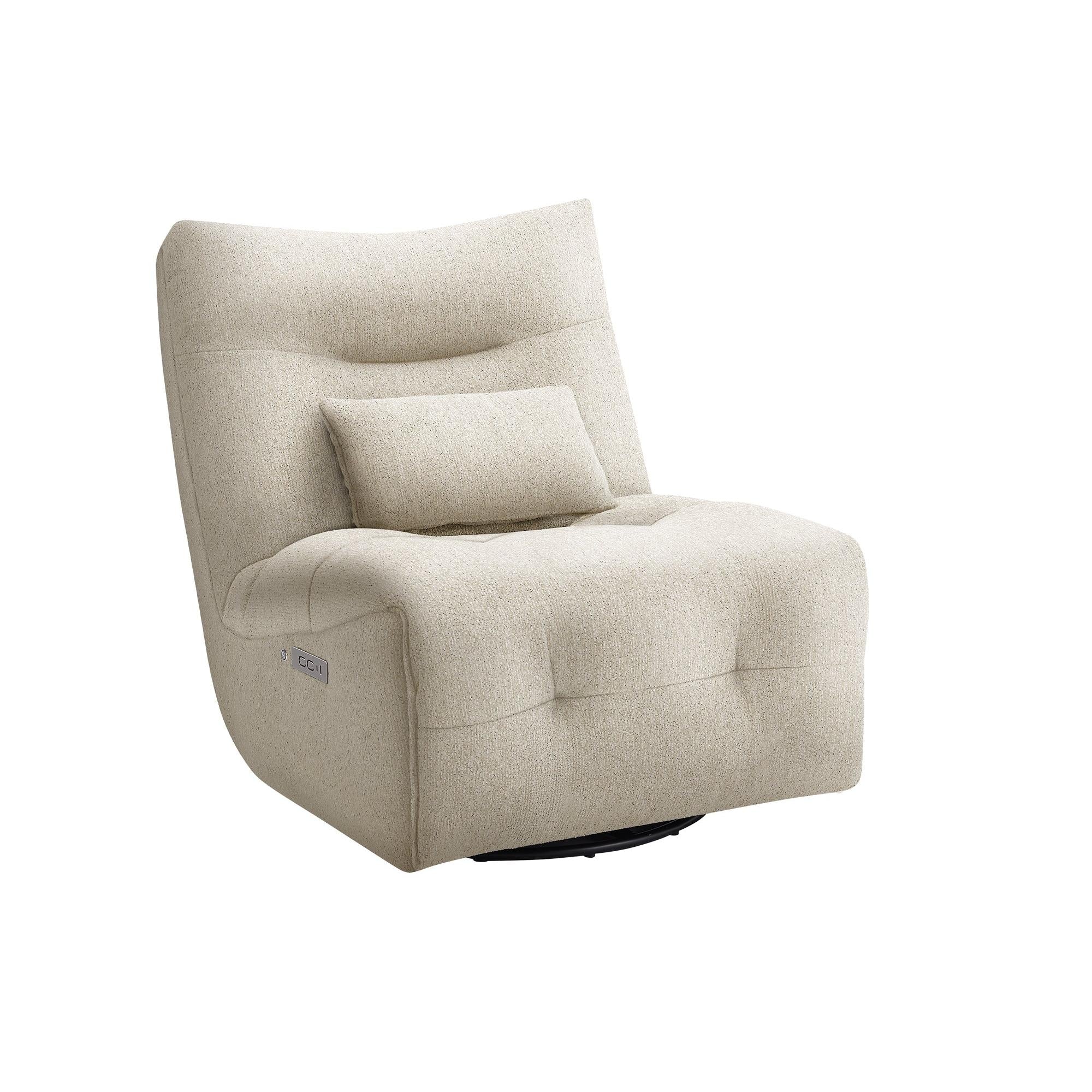 I 8187 - Fauteuil Inclinable, 35'' De Large, Puissance Chaleur Massage, Fauteuil Inclinable Électrique, Pivoter, Pivoter, Rembourré, Tissu Beige, Contemporain, Moderne - Simple Boutique