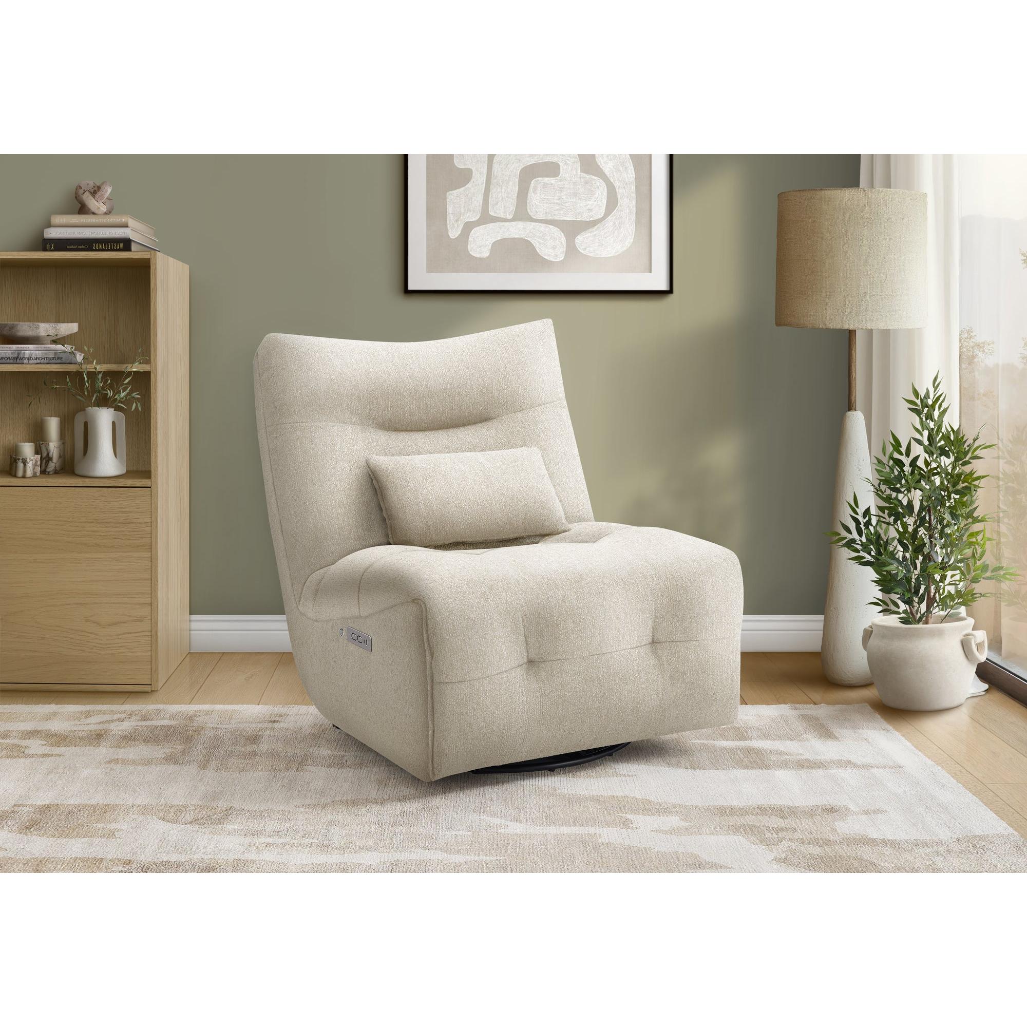 I 8187 - Fauteuil Inclinable, 35'' De Large, Puissance Chaleur Massage, Fauteuil Inclinable Électrique, Pivoter, Pivoter, Rembourré, Tissu Beige, Contemporain, Moderne - Simple Boutique