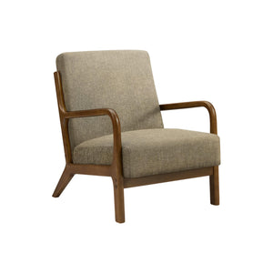 I 8331 - Chaise D'appoint, 34''H, Rembourré, Salon, Chambre À Coucher, Tissu Marron Clair, Bois Massif Noyer Brun, Moderne, Mid Century - Simple Boutique