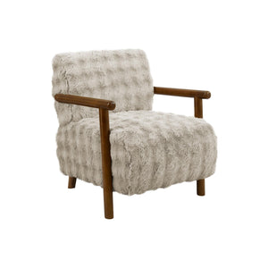 I 8344 - Chaise D'appoint, 31''H, Rembourré, Salon, Chambre À Coucher, Tissu Gris Clair, Bois Massif Noyer Brun, Moderne, Mid Century - Simple Boutique
