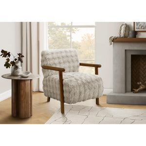 I 8344 - Chaise D'appoint, 31''H, Rembourré, Salon, Chambre À Coucher, Tissu Gris Clair, Bois Massif Noyer Brun, Moderne, Mid Century - Simple Boutique