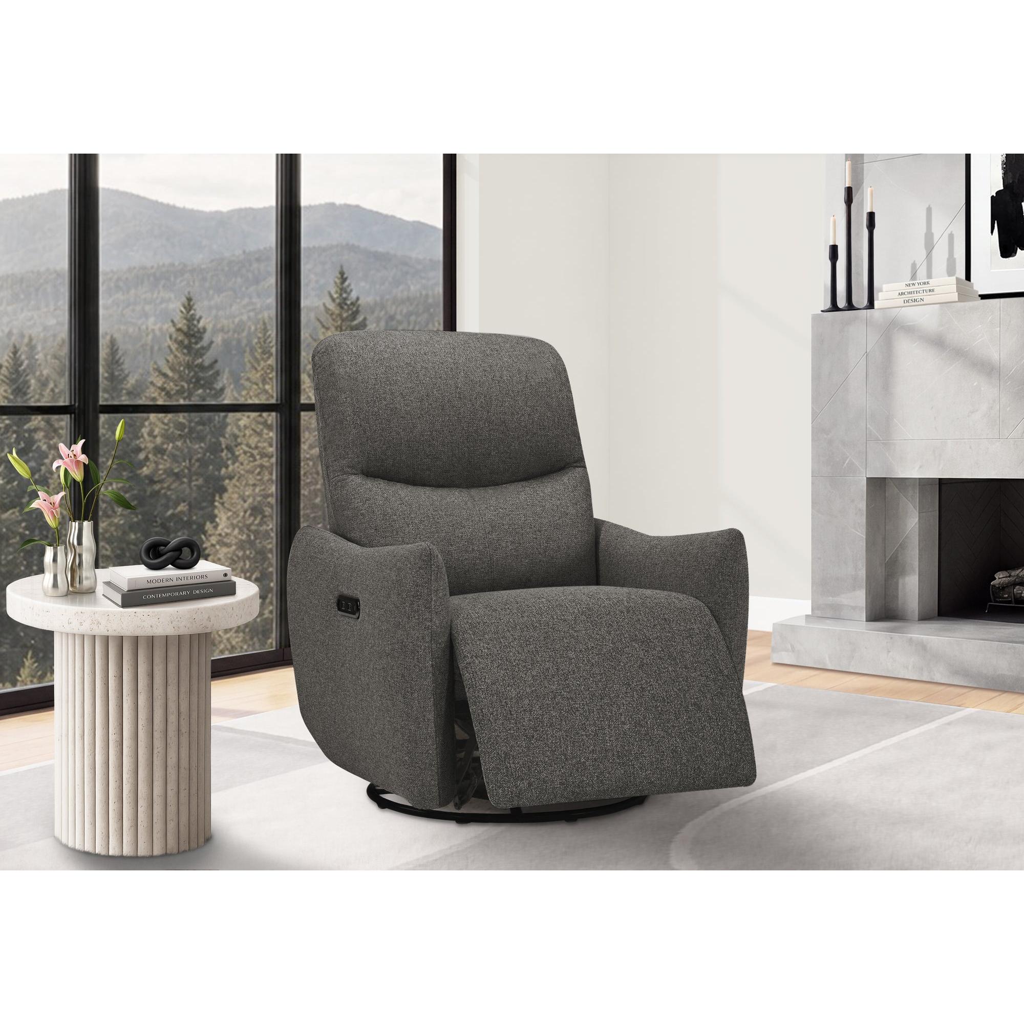 I 8401 - Fauteuil Inclinable, 31'' De Large, Fauteuil Inclinable Électrique, À Glissement, Pivoter, Port Usb Inclus, Rembourré, Tissu Gris Foncé - Simple Boutique