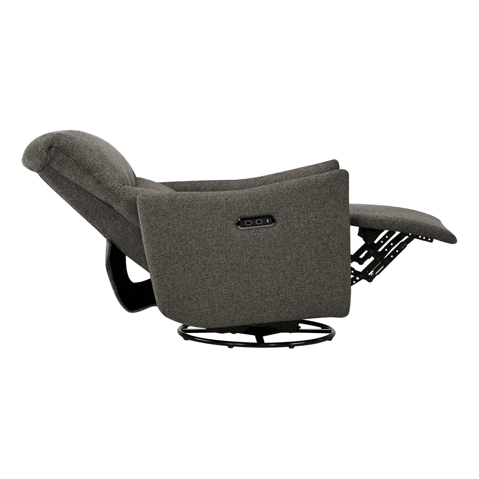 I 8401 - Fauteuil Inclinable, 31'' De Large, Fauteuil Inclinable Électrique, À Glissement, Pivoter, Port Usb Inclus, Rembourré, Tissu Gris Foncé - Simple Boutique