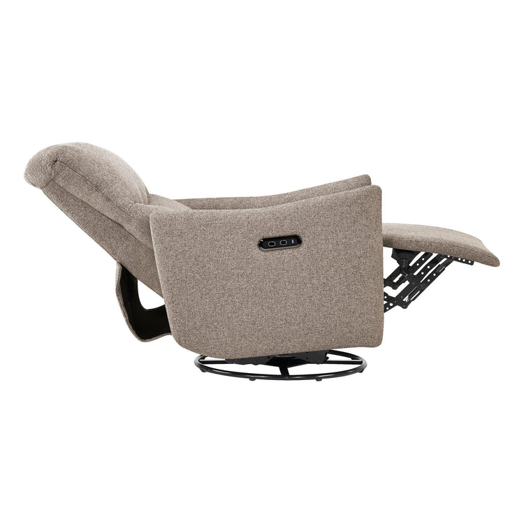 I 8402 - Fauteuil Inclinable, 31'' De Large, Fauteuil Inclinable Électrique, À Glissement, Pivoter, Port Usb Inclus, Rembourré, Tissu Marron Clair - Simple Boutique
