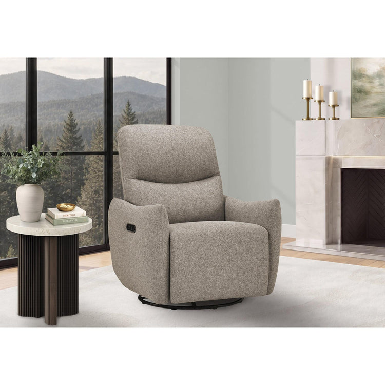 I 8402 - Fauteuil Inclinable, 31'' De Large, Fauteuil Inclinable Électrique, À Glissement, Pivoter, Port Usb Inclus, Rembourré, Tissu Marron Clair - Simple Boutique