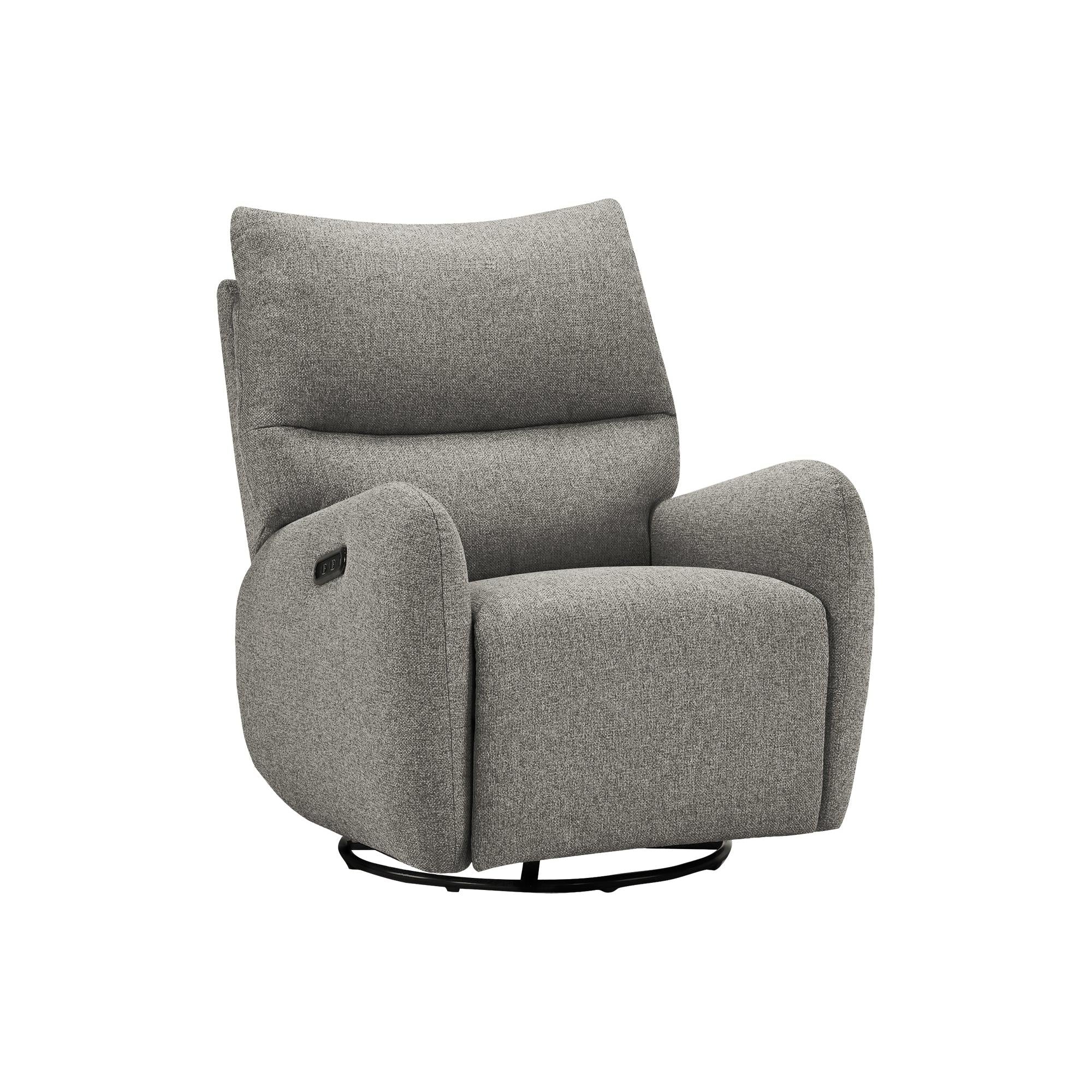 I 8405 - Fauteuil Inclinable, 32'' De Large, À Glissement, Fauteuil Inclinable Électrique, Pivoter, Port Usb Inclus, Rembourré, Tissu Gris Clair - Simple Boutique