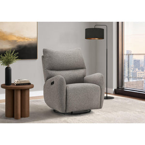 I 8405 - Fauteuil Inclinable, 32'' De Large, À Glissement, Fauteuil Inclinable Électrique, Pivoter, Port Usb Inclus, Rembourré, Tissu Gris Clair - Simple Boutique
