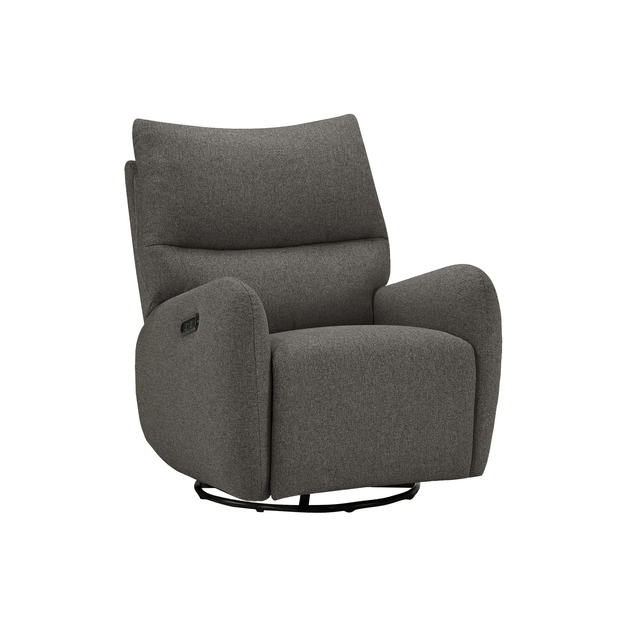 I 8406 - Fauteuil Inclinable, 32'' De Large, À Glissement, Fauteuil Inclinable Électrique, Pivoter, Port Usb Inclus, Rembourré, Tissu Gris Foncé - Simple Boutique