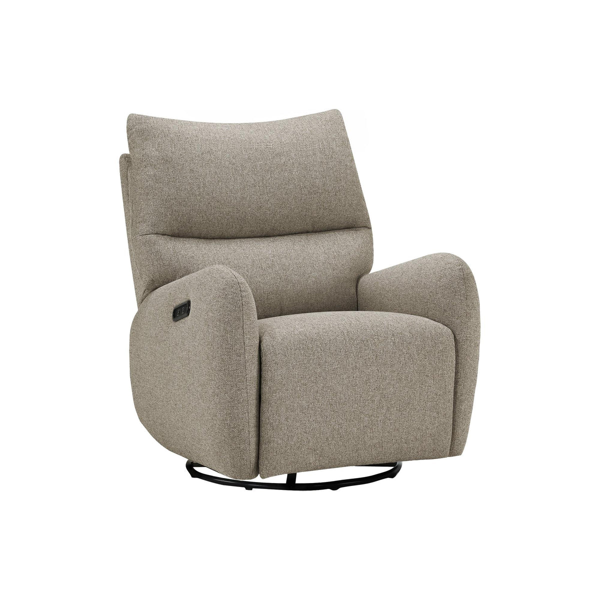I 8407 - Fauteuil Inclinable, 32'' De Large, À Glissement, Fauteuil Inclinable Électrique, Pivoter, Port Usb Inclus, Rembourré, Tissu Marron Clair - Simple Boutique