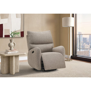 I 8407 - Fauteuil Inclinable, 32'' De Large, À Glissement, Fauteuil Inclinable Électrique, Pivoter, Port Usb Inclus, Rembourré, Tissu Marron Clair - Simple Boutique