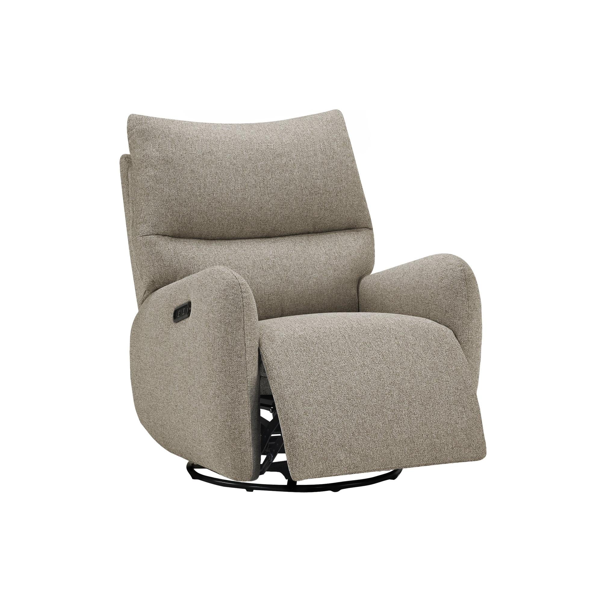 I 8407 - Fauteuil Inclinable, 32'' De Large, À Glissement, Fauteuil Inclinable Électrique, Pivoter, Port Usb Inclus, Rembourré, Tissu Marron Clair - Simple Boutique