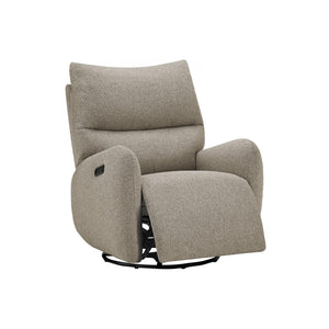 I 8407 - Fauteuil Inclinable, 32'' De Large, À Glissement, Fauteuil Inclinable Électrique, Pivoter, Port Usb Inclus, Rembourré, Tissu Marron Clair - Simple Boutique