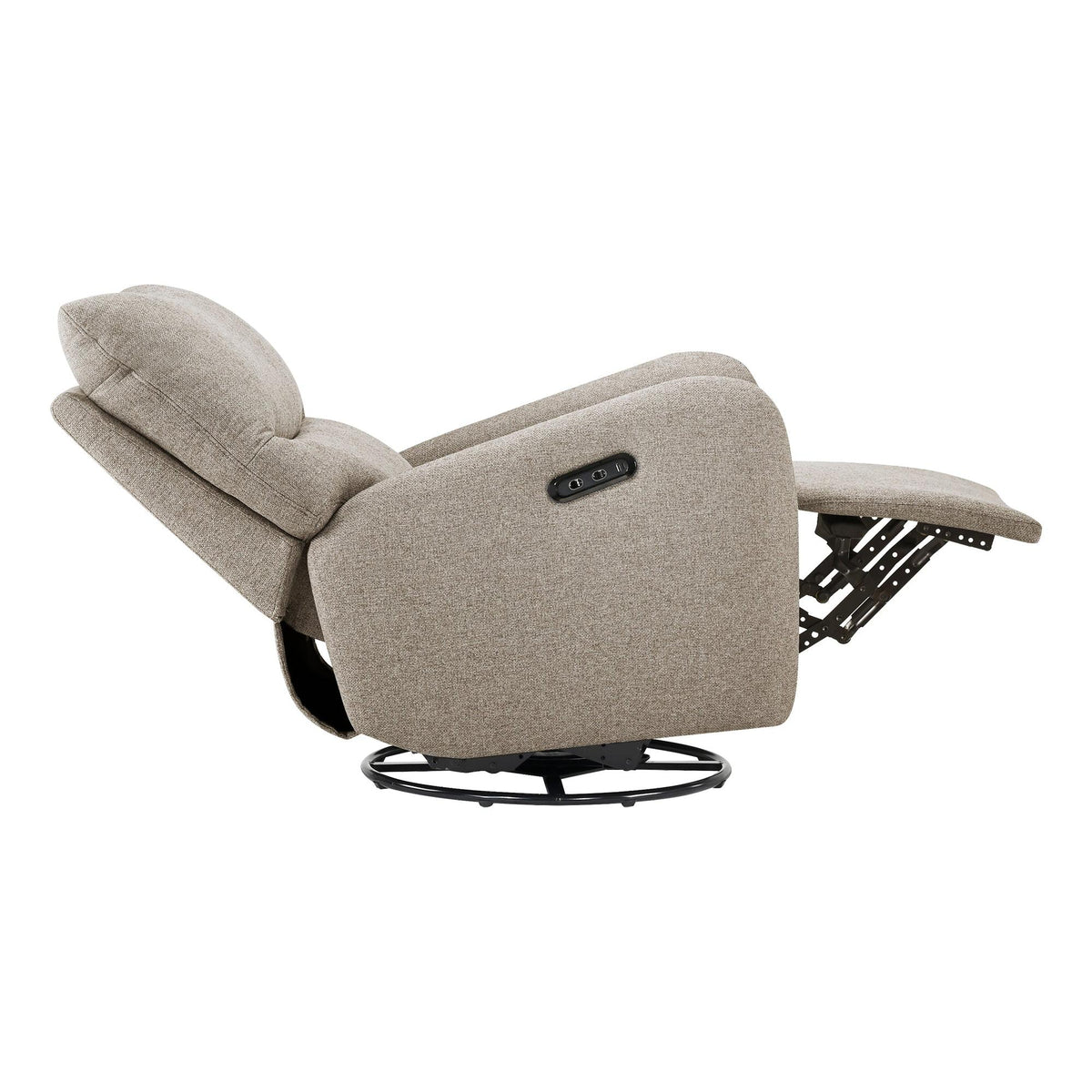 I 8407 - Fauteuil Inclinable, 32'' De Large, À Glissement, Fauteuil Inclinable Électrique, Pivoter, Port Usb Inclus, Rembourré, Tissu Marron Clair - Simple Boutique