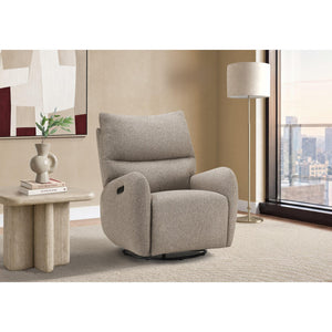 I 8407 - Fauteuil Inclinable, 32'' De Large, À Glissement, Fauteuil Inclinable Électrique, Pivoter, Port Usb Inclus, Rembourré, Tissu Marron Clair - Simple Boutique