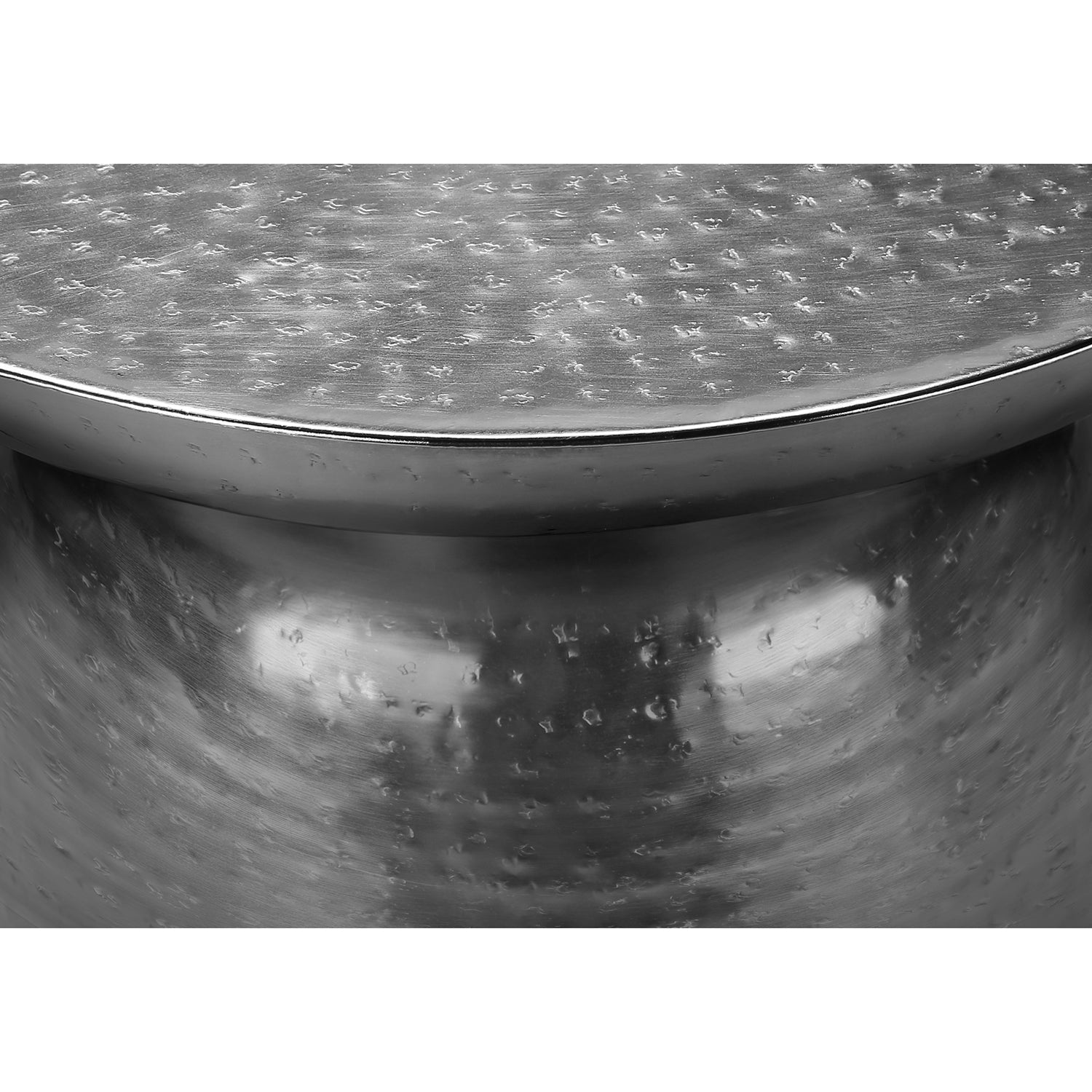 I 8916 - Table D'appoint, Tambour, Côté, Bout, Table De Nuit, Lampe, Salon, Chambre À Coucher, Métal Chrome, Contemporain, Moderne - Simple Boutique