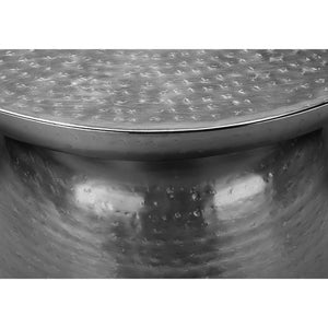 I 8916 - Table D'appoint, Tambour, Côté, Bout, Table De Nuit, Lampe, Salon, Chambre À Coucher, Métal Chrome, Contemporain, Moderne - Simple Boutique