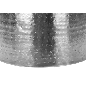 I 8916 - Table D'appoint, Tambour, Côté, Bout, Table De Nuit, Lampe, Salon, Chambre À Coucher, Métal Chrome, Contemporain, Moderne - Simple Boutique