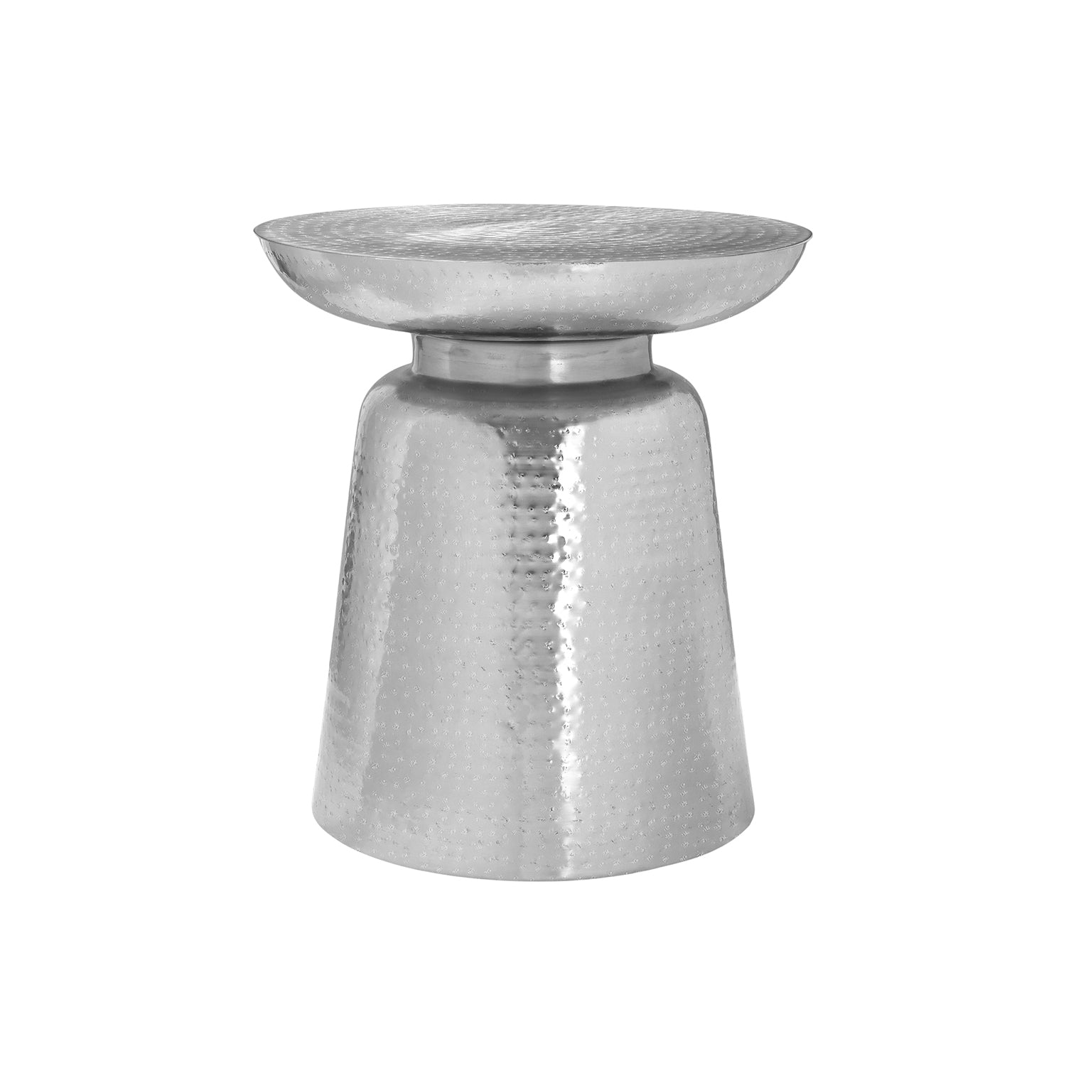 I 8916 - Table D'appoint, Tambour, Côté, Bout, Table De Nuit, Lampe, Salon, Chambre À Coucher, Métal Chrome, Contemporain, Moderne - Simple Boutique