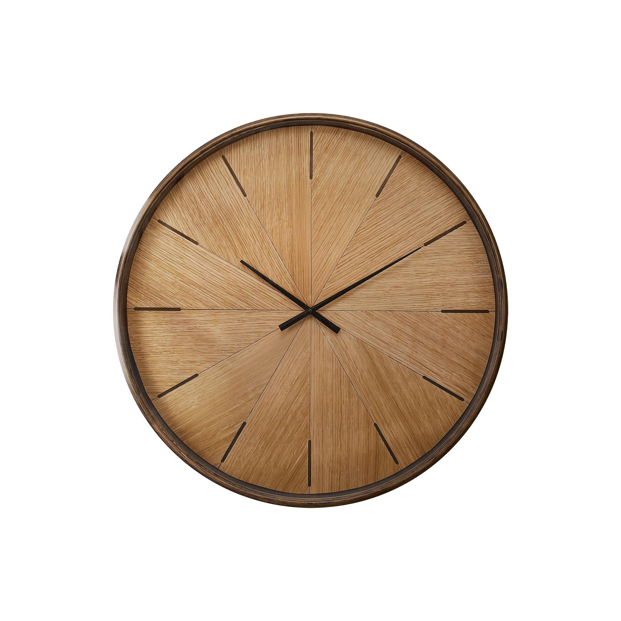 I 9022 - Horloge, 30'' Rond, Surdimensionné Grand, Horloge Murale, Brun, Moderne, Contemporain - Simple Boutique
