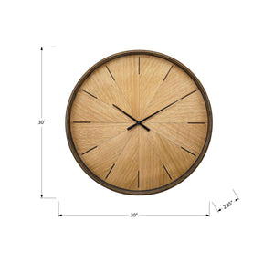 I 9022 - Horloge, 30'' Rond, Surdimensionné Grand, Horloge Murale, Brun, Moderne, Contemporain - Simple Boutique
