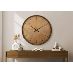 I 9022 - Horloge, 30'' Rond, Surdimensionné Grand, Horloge Murale, Brun, Moderne, Contemporain - Simple Boutique