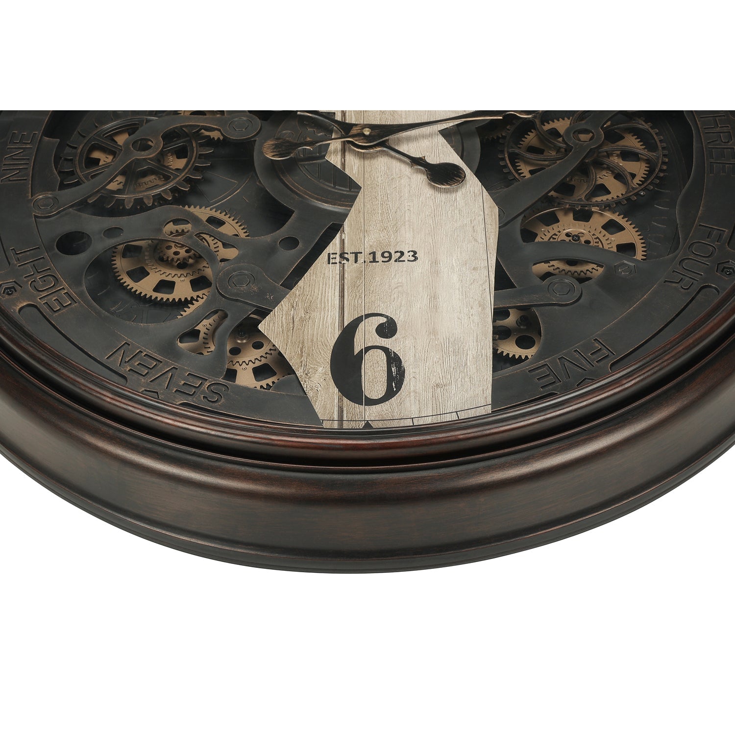 I 9023 - Horloge, 30" Ronde, Horloge Murale, Mécanisme D'engrenage, Brun, Transitionnel - Simple Boutique