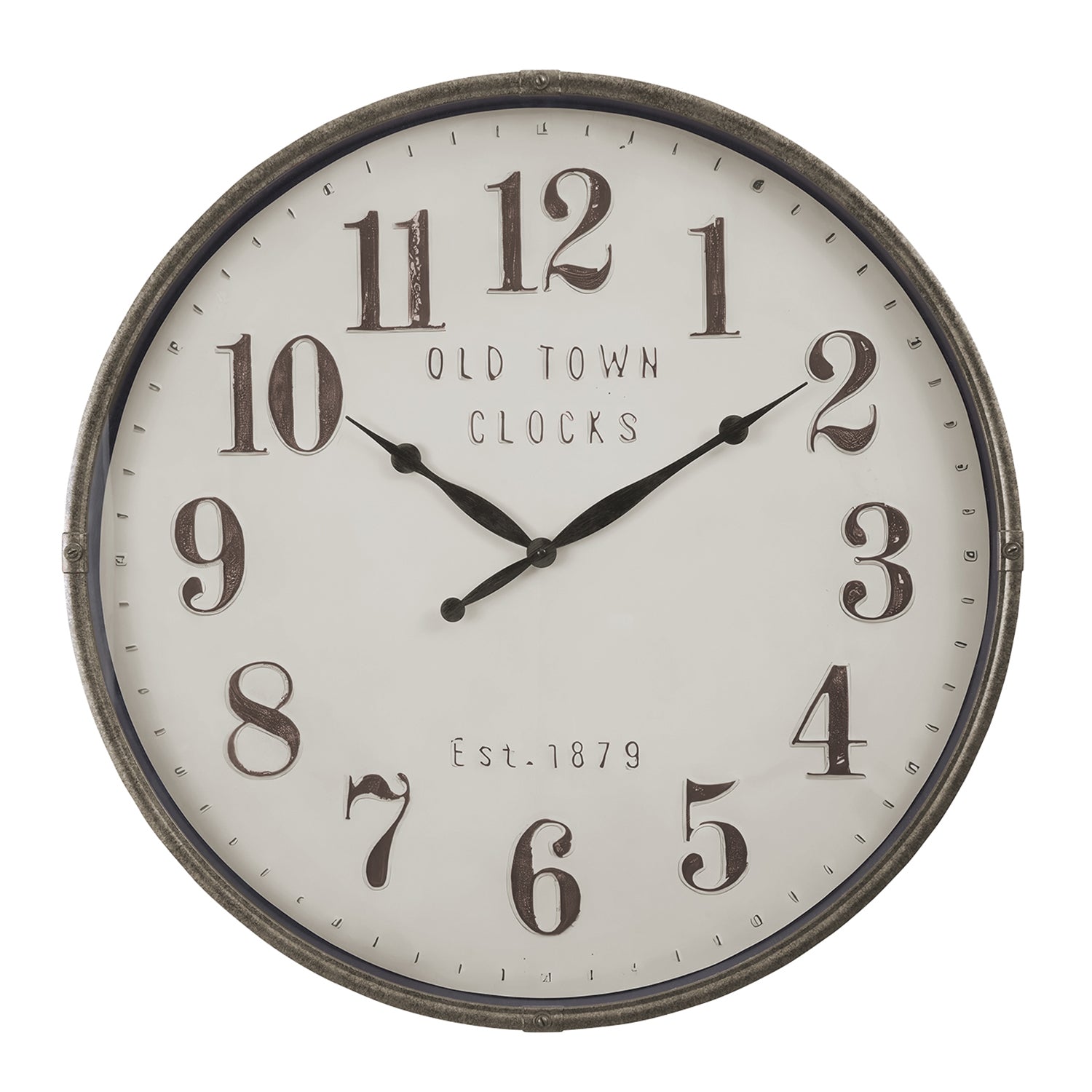 I 9024 - Horloge, 30" Rond, Surdimensionné Grand, Horloge Murale, Brun, Transitionnel - Simple Boutique