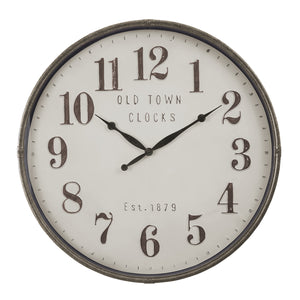 I 9024 - Horloge, 30" Rond, Surdimensionné Grand, Horloge Murale, Brun, Transitionnel - Simple Boutique
