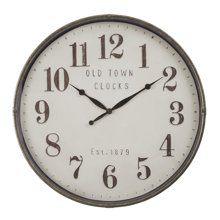 I 9024 - Horloge, 30" Rond, Surdimensionné Grand, Horloge Murale, Brun, Transitionnel - Simple Boutique