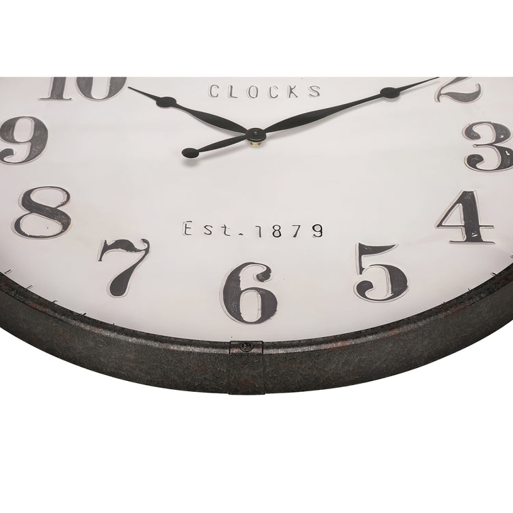 I 9024 - Horloge, 30" Rond, Surdimensionné Grand, Horloge Murale, Brun, Transitionnel - Simple Boutique