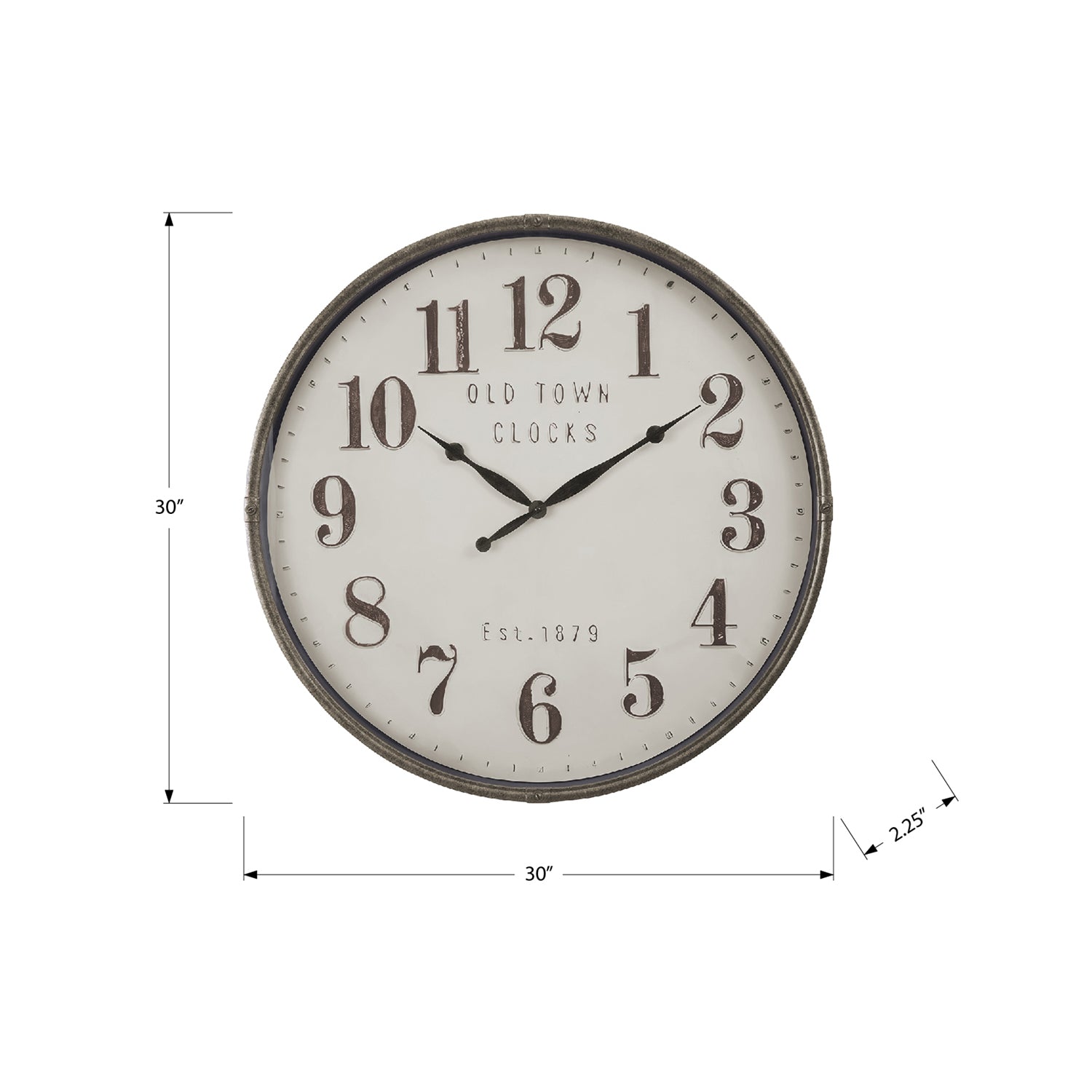 I 9024 - Horloge, 30" Rond, Surdimensionné Grand, Horloge Murale, Brun, Transitionnel - Simple Boutique