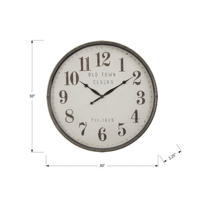I 9024 - Horloge, 30" Rond, Surdimensionné Grand, Horloge Murale, Brun, Transitionnel - Simple Boutique