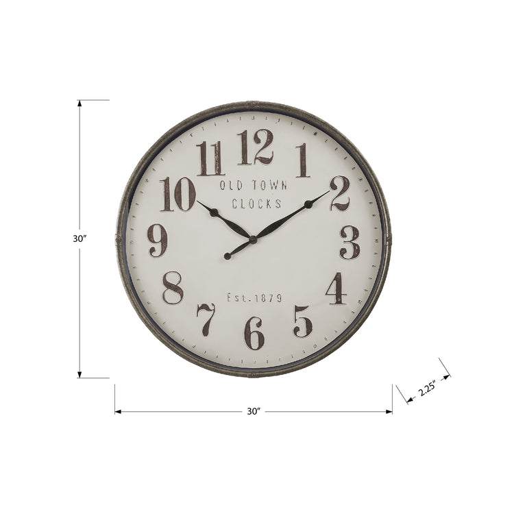 I 9024 - Horloge, 30" Rond, Surdimensionné Grand, Horloge Murale, Brun, Transitionnel - Simple Boutique