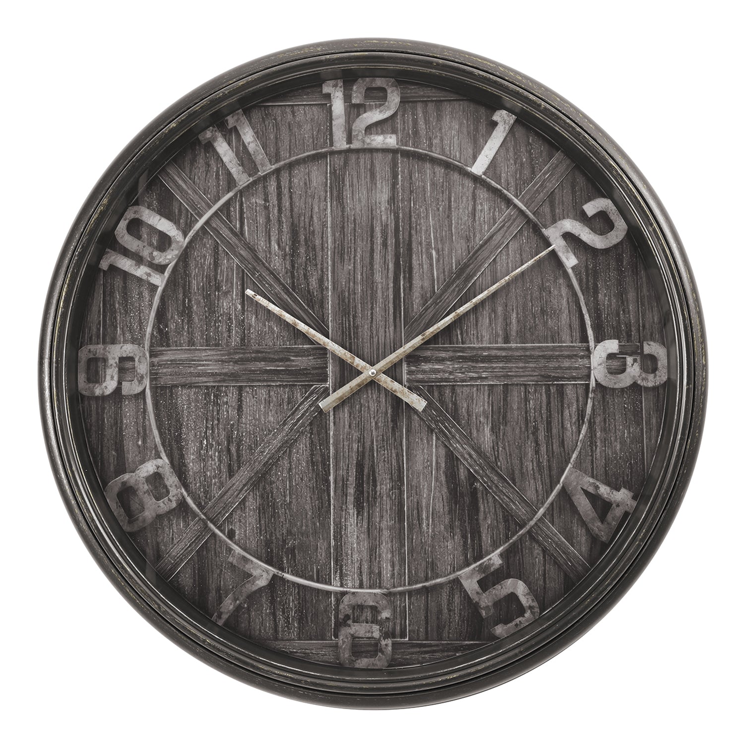 I 9025 - Horloge, 30" Rond, Surdimensionné Grand, Horloge Murale, Brun, Transitionnel - Simple Boutique