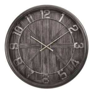 I 9025 - Horloge, 30" Rond, Surdimensionné Grand, Horloge Murale, Brun, Transitionnel - Simple Boutique