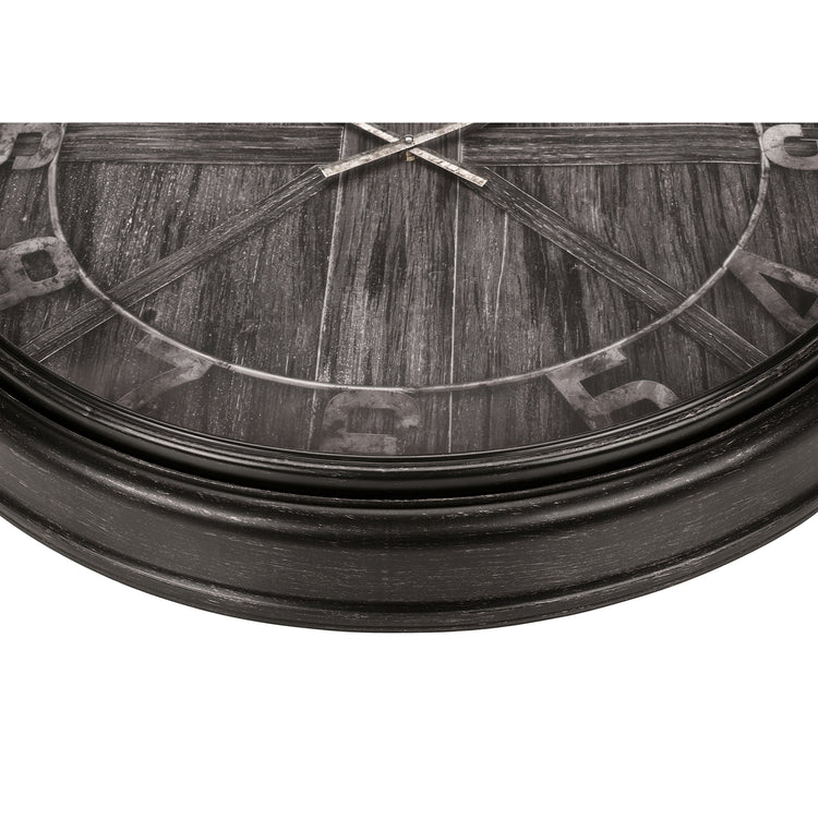 I 9025 - Horloge, 30" Rond, Surdimensionné Grand, Horloge Murale, Brun, Transitionnel - Simple Boutique