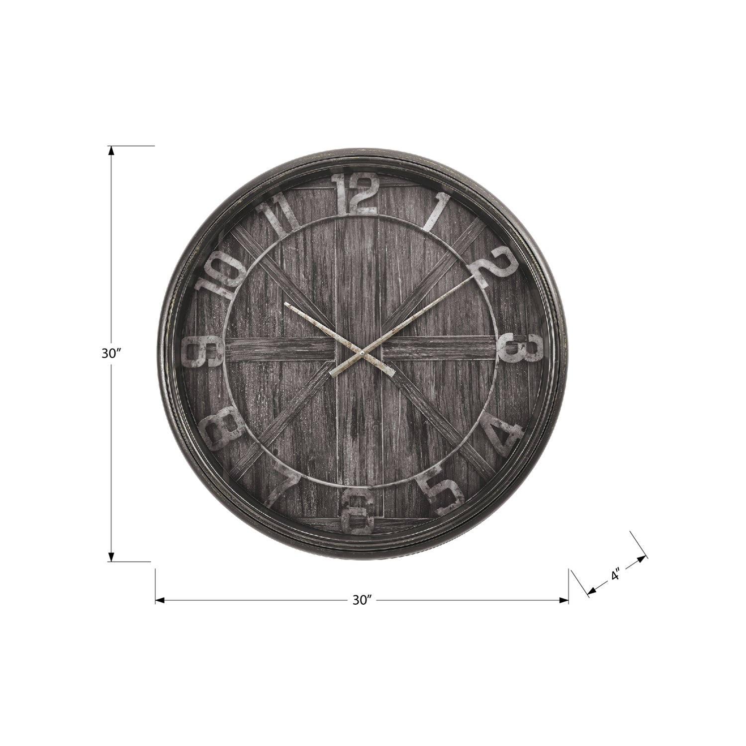 I 9025 - Horloge, 30" Rond, Surdimensionné Grand, Horloge Murale, Brun, Transitionnel - Simple Boutique