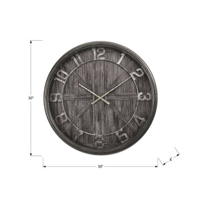 I 9025 - Horloge, 30" Rond, Surdimensionné Grand, Horloge Murale, Brun, Transitionnel - Simple Boutique