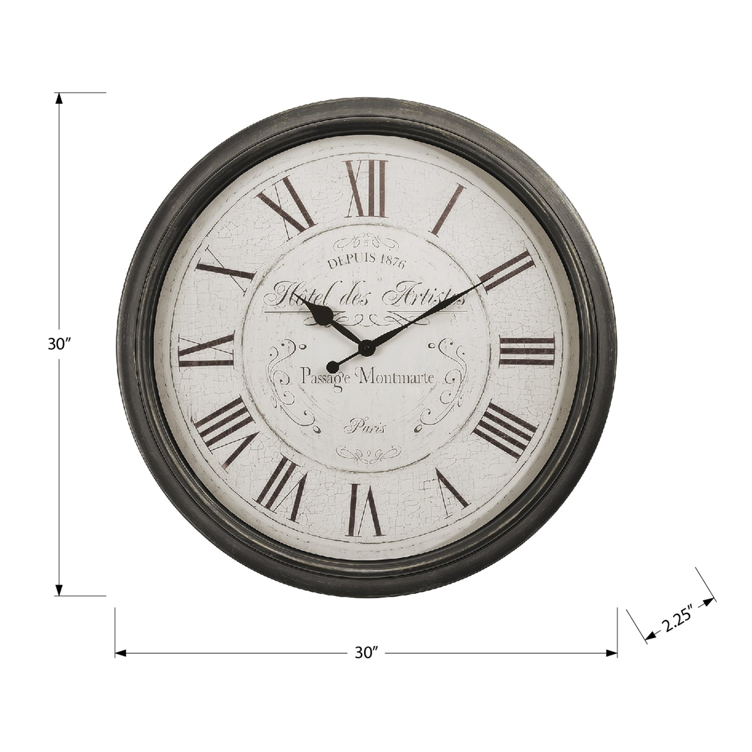 I 9026 - Horloge, 30" Rond, Surdimensionné Grand, Horloge Murale, Brun, Transitionnel - Simple Boutique